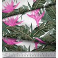 thumbnail image 2 of Soimoi Modal Satin Fabric Floral & Leaves Tropical Print Sewing Fabric Yard 42 Inch Wide, 2 of 3