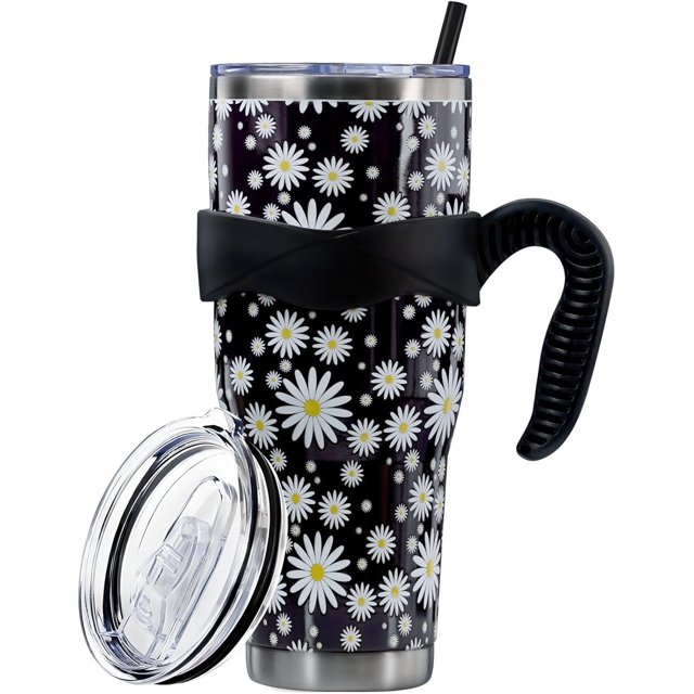 40 Oz Tumbler with Handle and Silicone Straws,Coffee Insulated Tumbler with Handle,40 Oz Water Bottles,Travel Mug with Handle