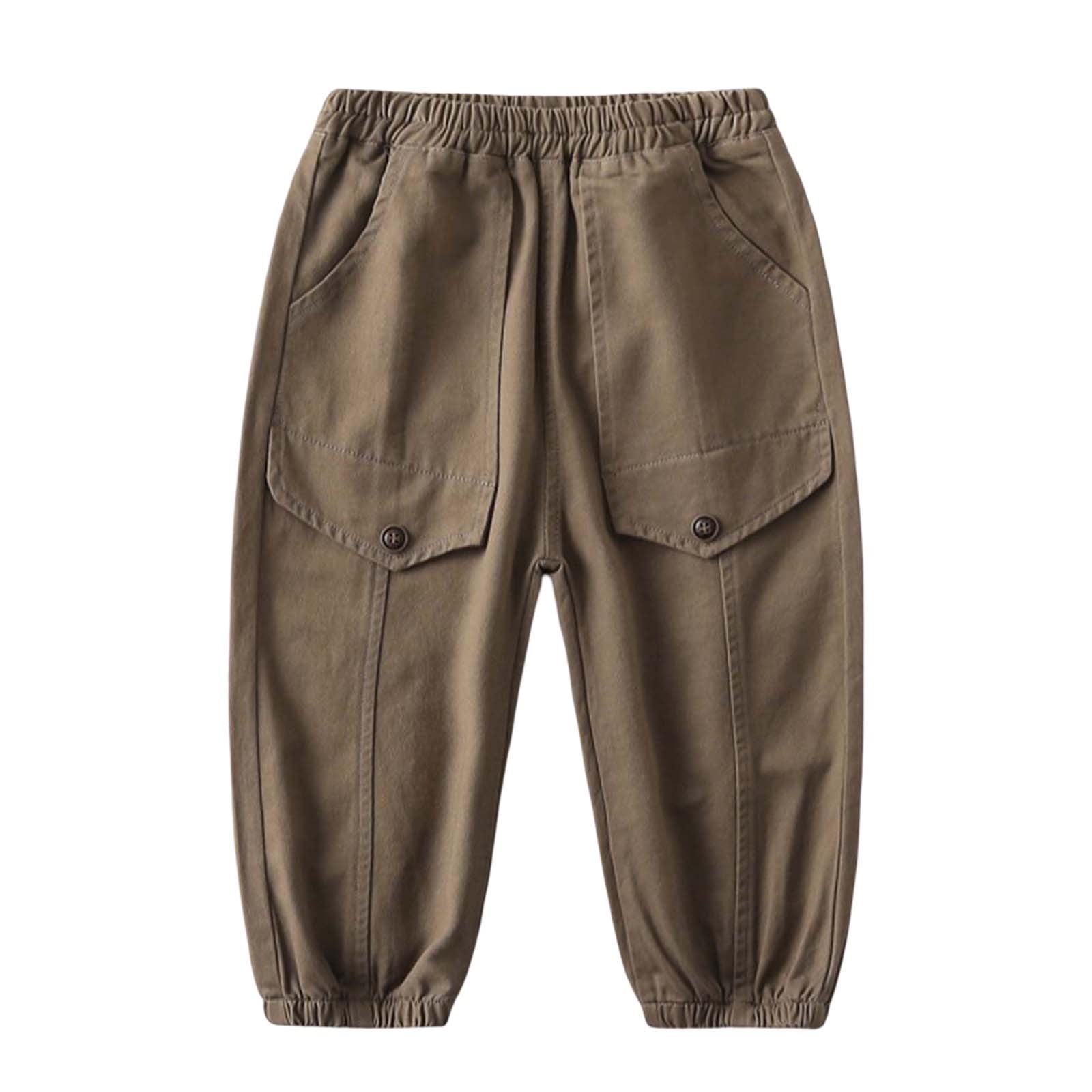 WEIYLL Pants for Boys Comfortable School Basic Solid Color Workwear Style Long Children Coffee Fall Clothes size 7-8 Years