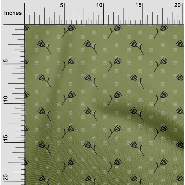 oneOone Georgette Viscose Fabric Line & Floral Block Fabric Prints By Yard 42 Inch Wide