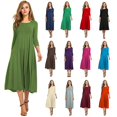 thumbnail image 1 of U.Vomade Nouvelle Robe Midi Plissée Décontractée pour Femme à Manches Longues, Couleur Unie Simple, Élégante, Col Rond, Robe pour Femme, Robe Grande Taille, 1 of 3