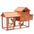 thumbnail image 1 of PawHut 82-inch Deluxe Backyard Wood Chicken Coop Poultry Habitats Rabbit Hutch House with Run and Nesting Box, 1 of 10
