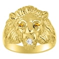 thumbnail image 1 of RYLOS Lion Head Ring with Gemstone Eyes & Diamond Mouth – Fun Designer Rings in Yellow Gold Plated Silver Citrine Size 10, 1 of 7