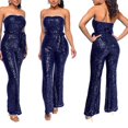 thumbnail image 4 of Wdgfv Robe à Paillettes pour Femmes Sans Manches, Combinaison à Paillettes Sans Bretelles pour Soirée, Bleu G, 4 of 6