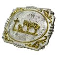 thumbnail image 4 of Moranse Boucles de Ceinture Design Croix Cowboy et Cheval (Carré Doré), 4 of 4