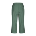 thumbnail image 4 of Bocqde Womens Capri Pants Cotton Linen Elastic Waisted Drawstring Casual Cropped Trousers with Pockets, 4 of 5
