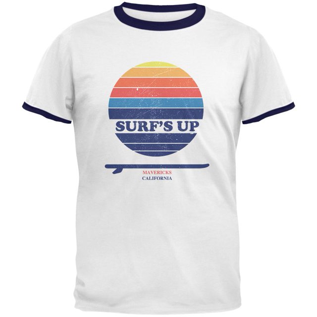 Surf's Up Mavericks California Mens Ringer T Shirt