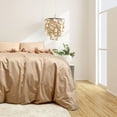 thumbnail image 4 of Sleepgram Supima 400 Thread Count Cotton Zippered Duvet Cover, Twin, Sand, 4 of 7