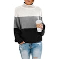 thumbnail image 1 of Fartey Women's 2025 Turtleneck Sweaters Oversized Chunky Knitted Pullover Sweater Fall Winter Color Block Long Sleeve Sweaters, 1 of 6