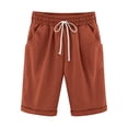 thumbnail image 1 of Lenpel Bermuda Shorts for Women Loose Drawstring Elastic High Waisted Summer Casual Shorts Knee Length Shorts with Pockets, 1 of 3