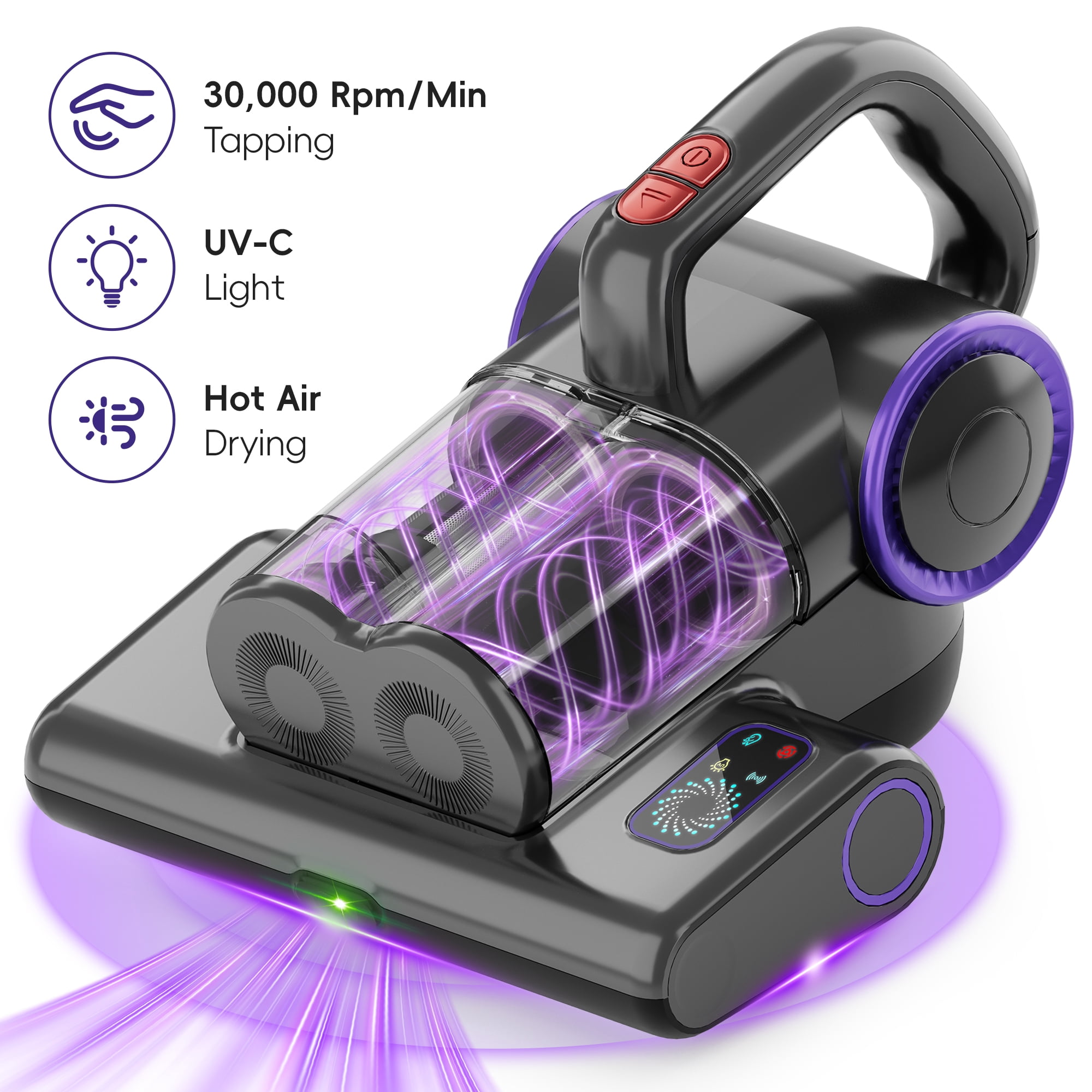 WHALLULTRA Mattress Vacuum Cleaner with 253.7nm UV-C Light, Bed Mattress Vacuum Cleaner , HEPA Filter & Ultrasonic, Handheld Vacuum Corded for Bed, Sofa, Couch, Crib