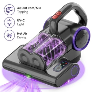 WHALLULTRA Nettoyant à vide pour matelas avec 253,7nm UV-C Lumière, Aspirateur de matelas de lit , HEPA Filtre & Ultrasonique, Aspirateur portatif pour lit, Canapé, Couch, Crib
