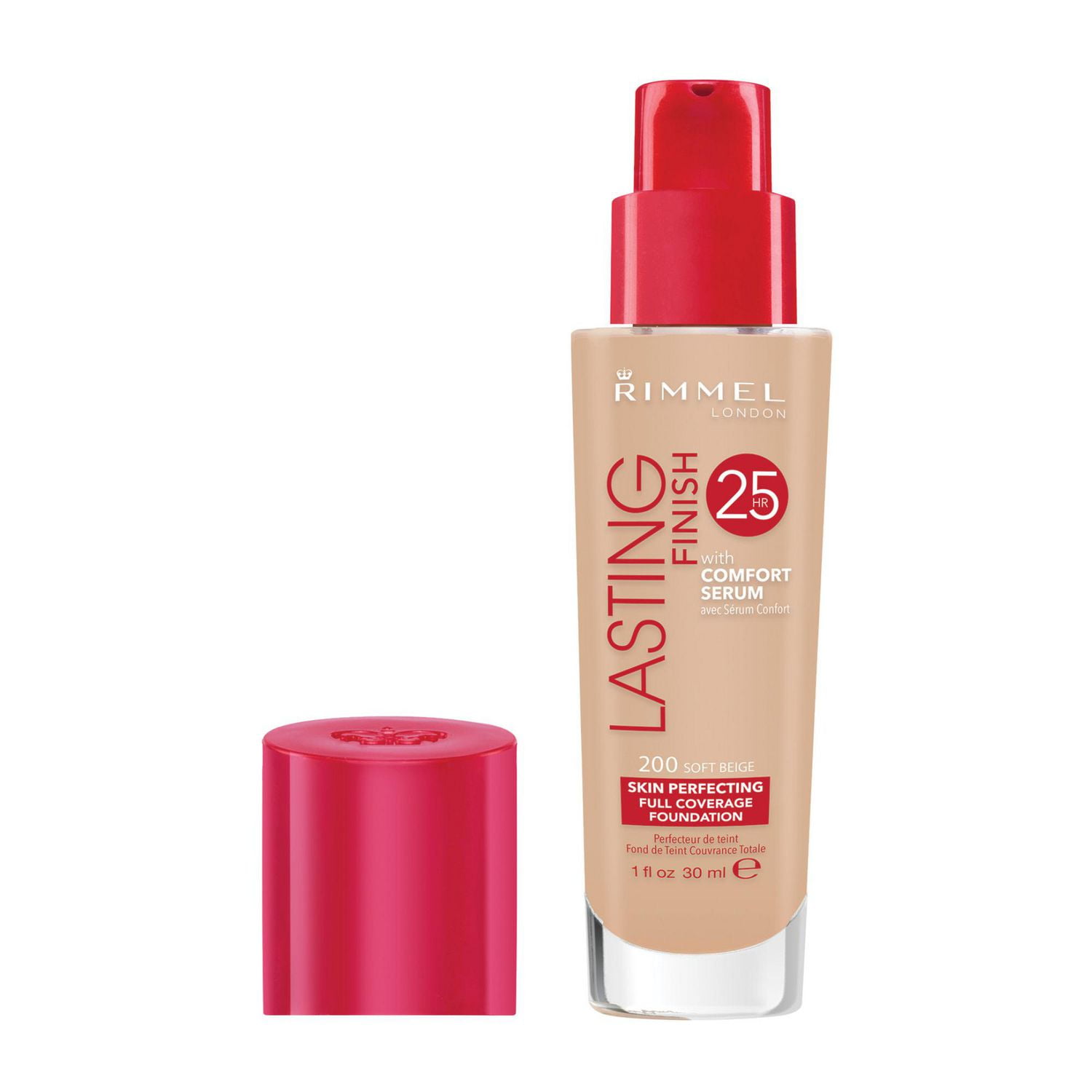 RimmelFond de teint Lasting Finish 25HR, avec vitamine E, hydratation instantanée, résistant à la transpiration & transfert, 100% Sans Cruauté