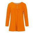 thumbnail image 4 of FAIWAD Womens Long Sleeve Tunic Tops Slim Round Neck Buttons Basic Pleated Patchwork Pullover Top, 4 of 4