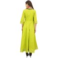 thumbnail image 3 of Bimba Robe Anarkali Classique en Coton Vert Évasé avec Pompons et Foulard - 14, 3 of 5