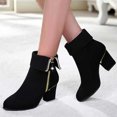 thumbnail image 3 of B91xZ Bottes pour Femmes Mode Habillées Travail Imperméables Randonnée Combat Lacets Talon Bas Bottines Cheville, Noir 9, 3 of 5