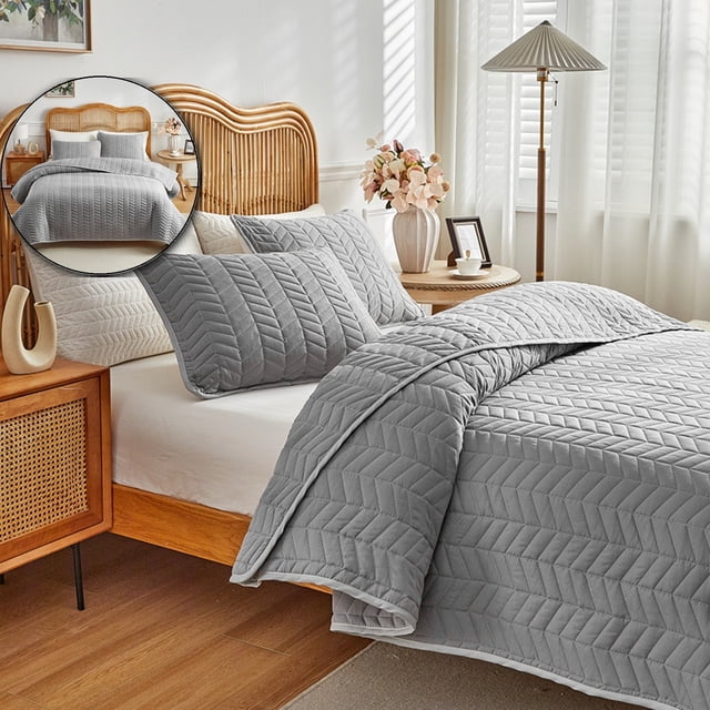 Dvruxg Double Sided Washed Quilted Bed Cover Set (3 Pcs) – Solid Color Comforter Cover with 2 Pillowcases (20x26 inch) – Soft, Breathable Polyester Bedding for All Seasons