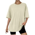 thumbnail image 1 of Yuyuzo T-Shirts Surdimensionnés pour Femmes Col Rond Manches Courtes Hauts Unis Été Décontractés Blouses Légères, 1 of 3