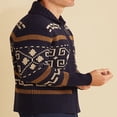 thumbnail image 4 of Men Winter Zipper Sweaters Geometric Print Long Sleeve Knit Cardigan Casual Knitted Jumpers Fall Sweater Jackets, 4 of 8