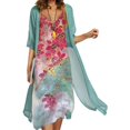 thumbnail image 3 of TopLLC Womens Summer Dresses Ensemble Deux Pièces à Imprimé Floral Flowy Chiffon Dress Grande Taille Col Rond Sans Manches Dress Invité de Mariage, 3 of 5