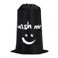 thumbnail image 1 of Oxford Cloth Laundry & Storage Bag with Drawstring Closure, Fun Smiling Face Cartoon Design, Durable & Lightweight for Travel, Home, Students - Black, 610mm x 910mm, Easy to Clean & Foldable, 1 of 6