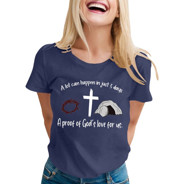 LUOGENLI T-shirts pour Femme pour Femmes T-Shirt Décontracté à Imprimé de Lettres Col Rond Manches Courtes T-Shirt Plusieurs Couleurs T-shirts pour Femmes T-Shirt Graphique Fête de la Saint-Patrick Marine TTG