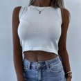 thumbnail image 2 of Timegard Womens Tank Tops Crewneck Ribbed Cropped Tops Sleeveless Casual Comfy Going out Tops Knit, 2 of 7