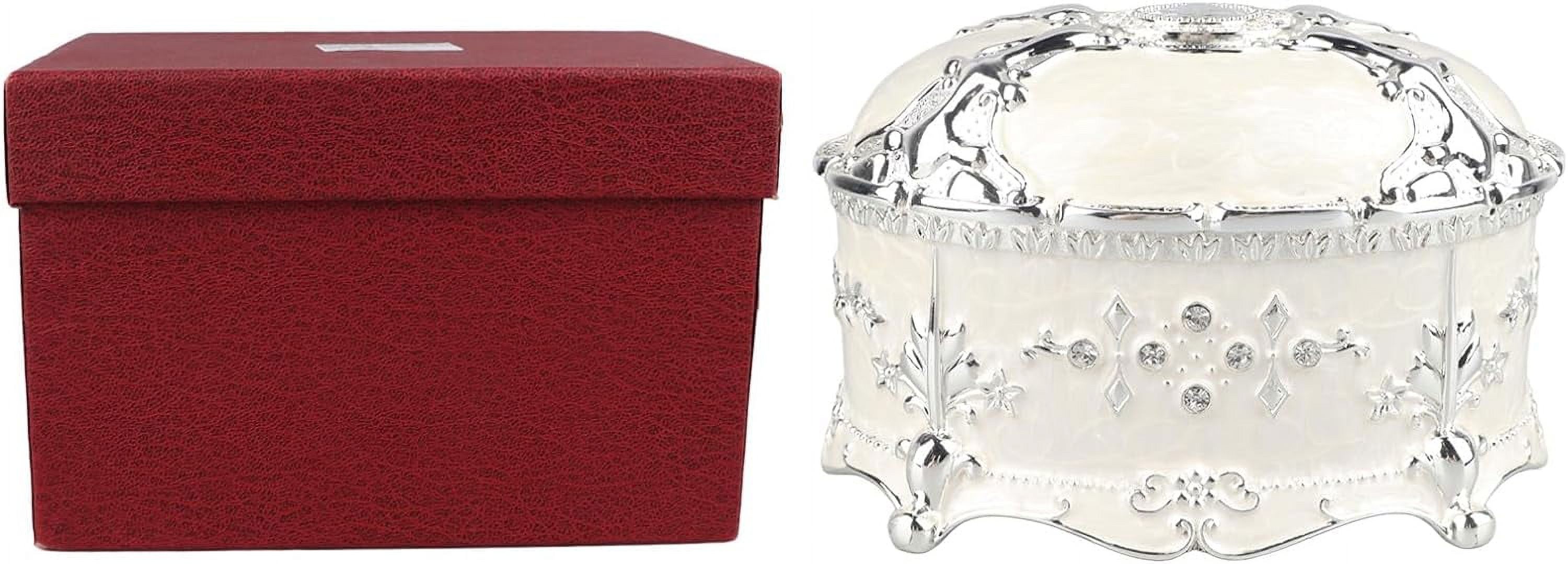 ORUYROP Metal Jewelry Box, Round Jewelry Display Box, Light Luxury Trinket Storage Box for Ring Earring Jewelry Silver White (S)