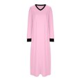thumbnail image 5 of AherBiu Pyjamas pour Femmes à Manches Longues, Chemises de Nuit à Col en V Fendu, Vêtements de Nuit Confortables, Robes Longues avec Poches, 5 of 5