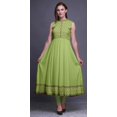thumbnail image 2 of Bimba Robe Anarkali Vert Pâle à Feuilles, Col Mandarin, Sans Manches, Kurtis pour Femmes, Imprimé, Robe Maxi, Petit, 2 of 6