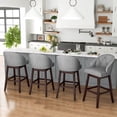 thumbnail image 2 of Costway 31" Bar Stools Set of 4 with Rubber Wood Frame Swivel Seat Footrest & Rivet, 2 of 9