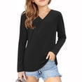 thumbnail image 1 of vdgthytj Toddler Boys Girls Long Sleeve T-Shirts Kids V Neck Solid Color Color Basic Tops Fall Spring Outfit Blouse, 1 of 5