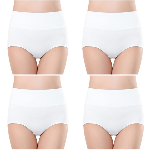 Plebaso Womens High Waisted Cotton Underwear Full Coverage Ladies Panties Multipack Regular and Plus Size