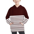 thumbnail image 1 of RXIRUCGD Girls Hoodie Lightweight Sweatshirt, Color Block Striped Pullover Sweatshirt Fall Fashion Girls Clothes, Girls Wine Sweatshirt Size 11-12 Years, 1 of 7