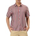thumbnail image 1 of INSPIRE CHIC Men's Shirts Summer Striped Button Short Sleeve Beach Shirts M Khaki Blue, 1 of 6