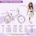 thumbnail image 3 of Costway Vélo pour Enfants de 18 Pouces avec Panier, Siège pour Poupée, Rubans Colorés, Roues Stabilisatrices, Violet, 3 of 10