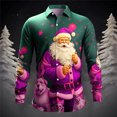 thumbnail image 2 of Kcodviy Mens Christmas Santa Digital Button Down 3D Printed Button Lapel Mens Short Sleeve Shirt Long Sleeve Shirt Top, 2 of 4