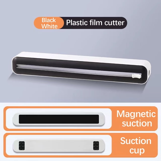ABPWLY Suction Cup Plastic Wrap Cutter Dispenser, Adjustable Cling Film Foil Box with Hidden Stainless Steel Blade, Kitchen Organizer, 1 Unit