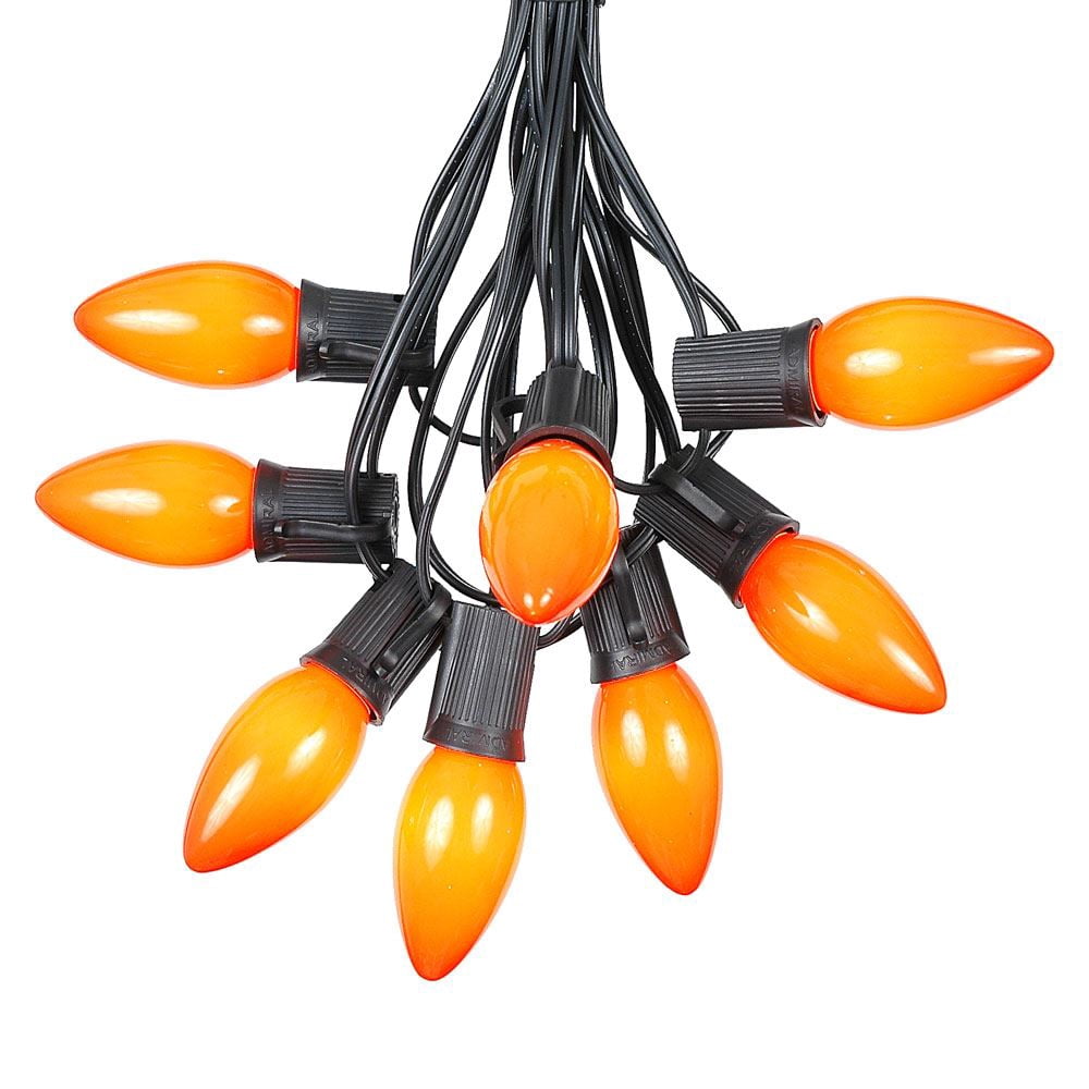 String Crafting Wire Novelty Lights 25 Foot C9 Orange Ceramic Christmas String Light Set ...