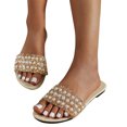 thumbnail image 1 of Cameland Pearl Flip Flops New Summer Oversized Flat Bottomed Round Toe Sandals, 1 of 8