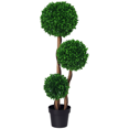 thumbnail image 1 of HOMCOM 3.6ft Artificial Tree, Three Ball Boxwood Topiary for Indoor Outdoor, 1 of 10