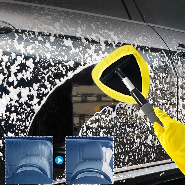 Lunxisen 4 Pcs Windshield Cleaning Tool Windshield Cleaning Wand Auto Window Cleaner, Reusable Cloth Pads for Car Interior, Dirty Car Washing Brushes.