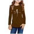 thumbnail image 2 of T-shirts à Manches Longues pour Filles, Col Rond, Imprimé Libellule, en Coton, T-Shirts Décontractés d'Automne et de Printemps, T-Shirts Graphiques Basiques pour Enfants (7 Ans, Brun), 2 of 5