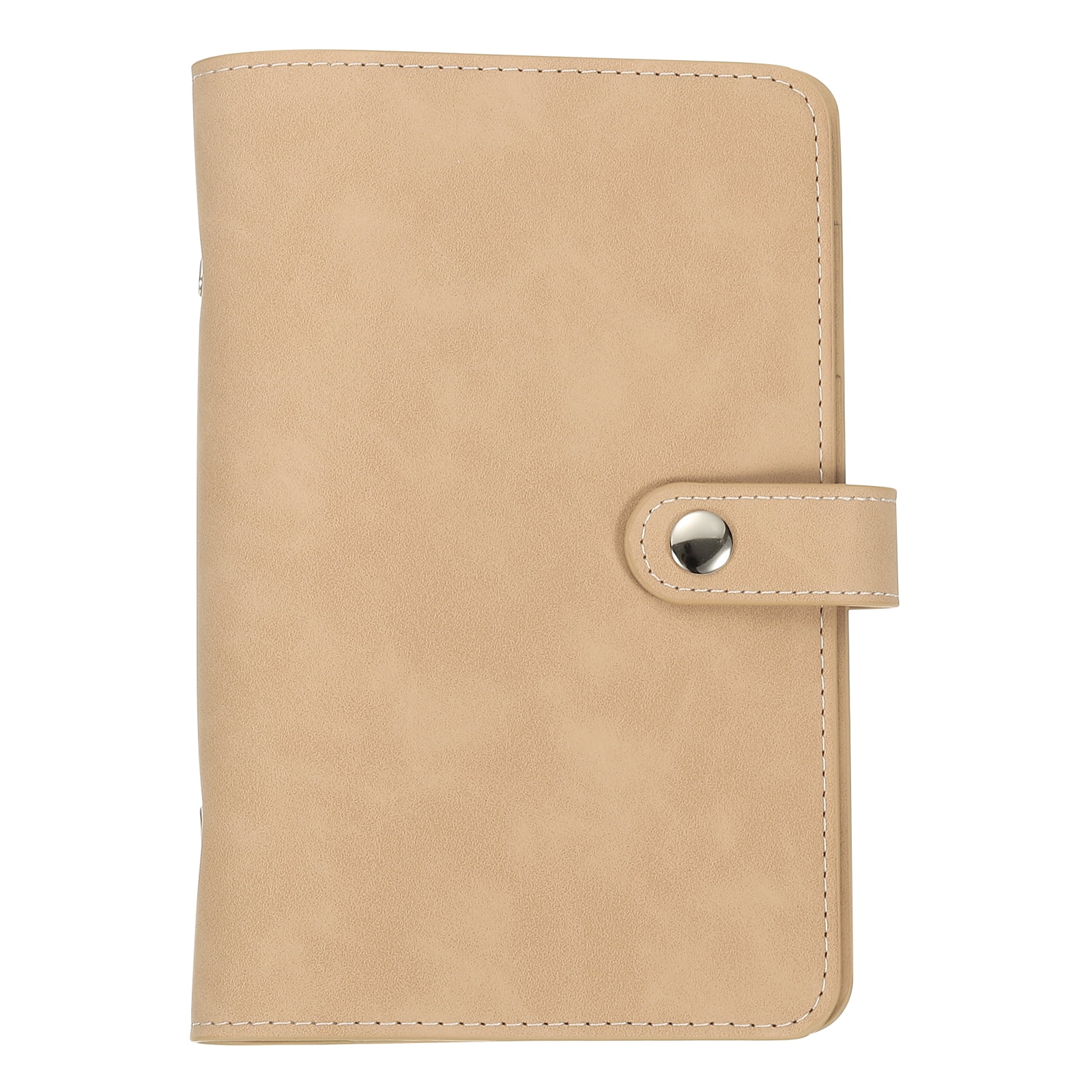 Uxcell A6 PU Leather Binder Cover, 6 Ring Loose Leaf Binder Protector Round Ring Binder Cover Refillable Notebook Binder for Meeting Photocard Budget Notebook Folder, Khaki