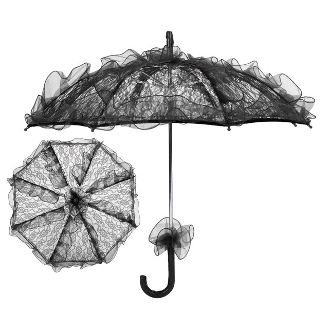 Lace Parasol, Exquisite Bridal Umbrella Beautiful Decorative Handicraft For Photos For Weddings For Parties Black