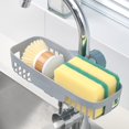 thumbnail image 4 of Oleegame 1PC Shower Soap Dish With Hook Sink Sponge Rack Stand Kitchen Faucet Storage Rack Sponge And Towel Rack Drain Basket Home Kitchen Cleaning Tools Gray, 4 of 4