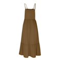 thumbnail image 3 of Womens Fashion Round-Neck Sling Sleeveless Solid Pockets Patchwork Pullover Dress, 3 of 5