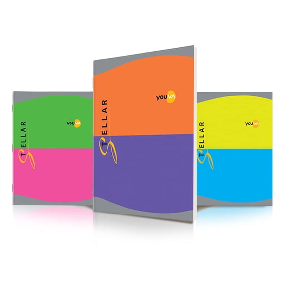 Navneet Youva Stellar | Soft Bound Long Book | A4 Size 21 cm x 29.7 cm | Single Line | 196 Pages | Pack of 3 Multicolor (23961)