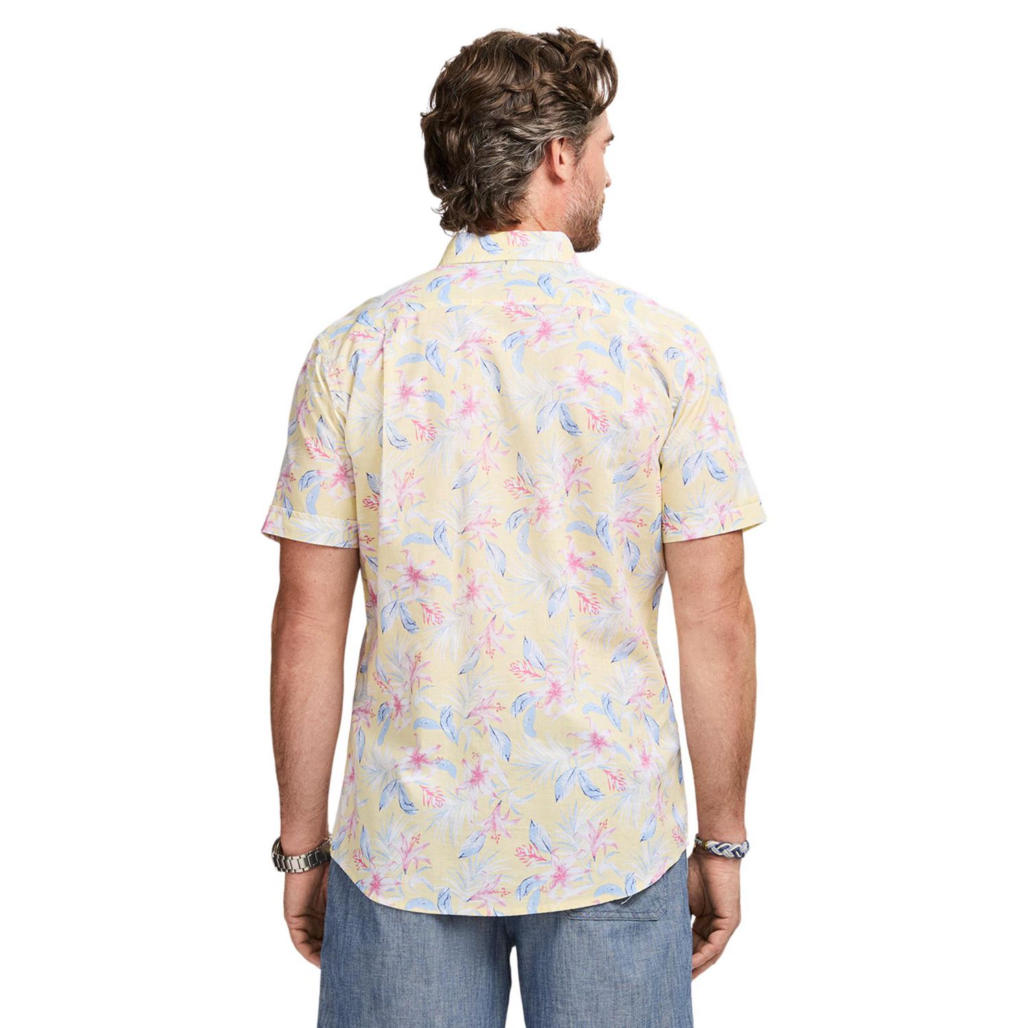 IZOD Chemise chambray Dockside à manches courtes et boutonnage frontal