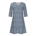 thumbnail image 4 of Weiqiqre Robes Décontractées pour Femmes, Mode Femmes Été Décontracté Col en V Imprimé Manches 3/4 Pli Robe Mini, 4 of 6